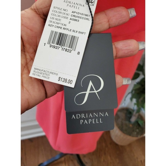 Adrianna Papell Women Solid Cora Polyester Short Sleeve Knee Length Dress Size 2 - Picture 6 of 10